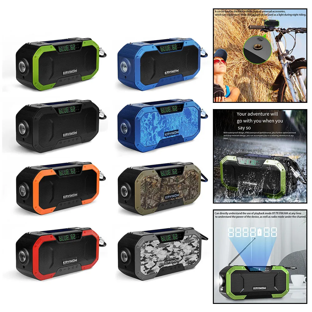 For Power Outages Solar Hand Crank Radio USB Charging Radio LED Flashlight Solar Power USB Charging ABS Material