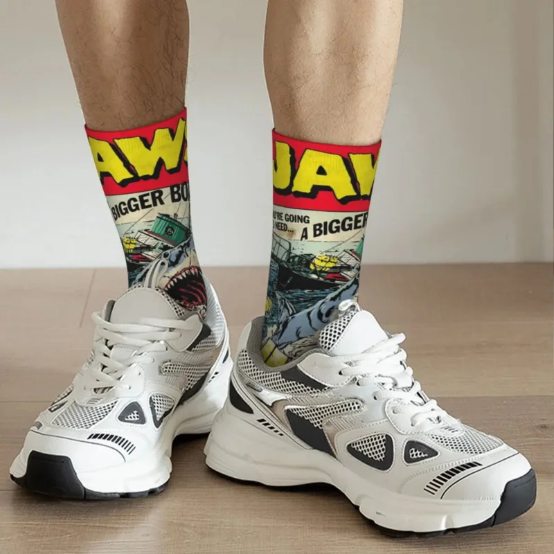 Autumn winter fashion unisex jaws edition comic book cover socks non-slip basketball socks