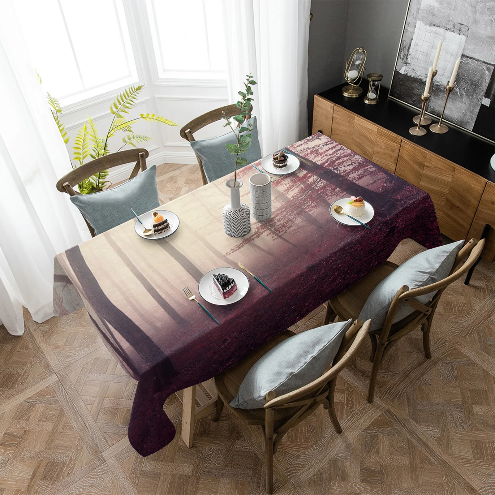 Woodland Autumn Theme Table Cloth Waterproof Home Decoration Tablecloth Party Kitchen Dinner Table Cover