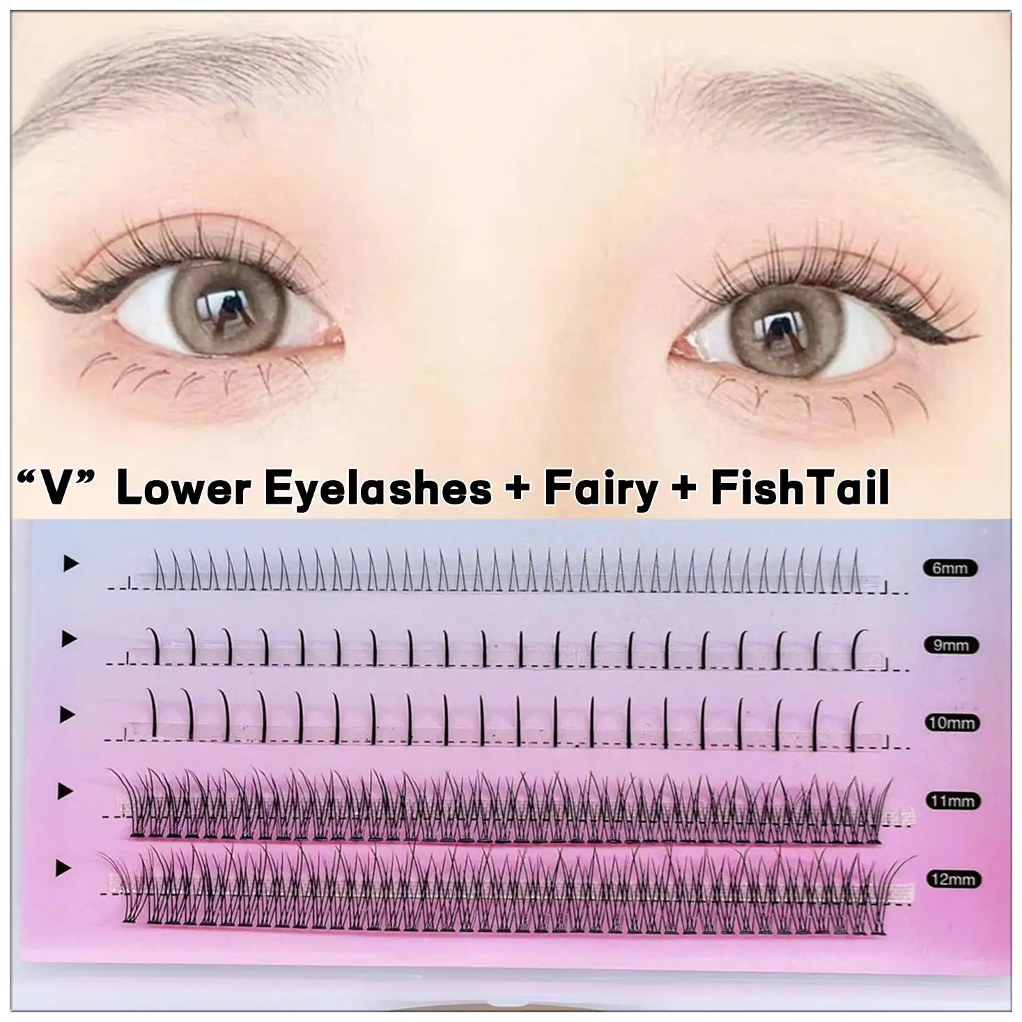 New natural simulation V-shaped fairy single tuft fishtail curl mixed grafted eyelashes air feeling lower eyelashes