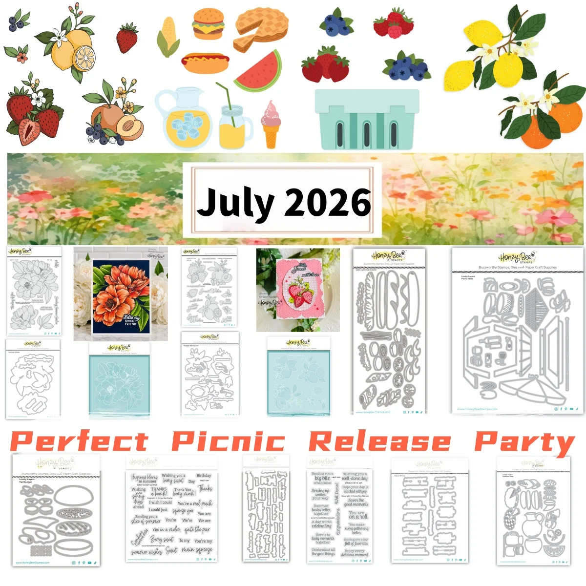 New July 2026 Perfect Picnic Party Sub Sandwich Metal Cutting Dies Clear Stamps Stencil For DIY Decorating Gift Card Scrapbook