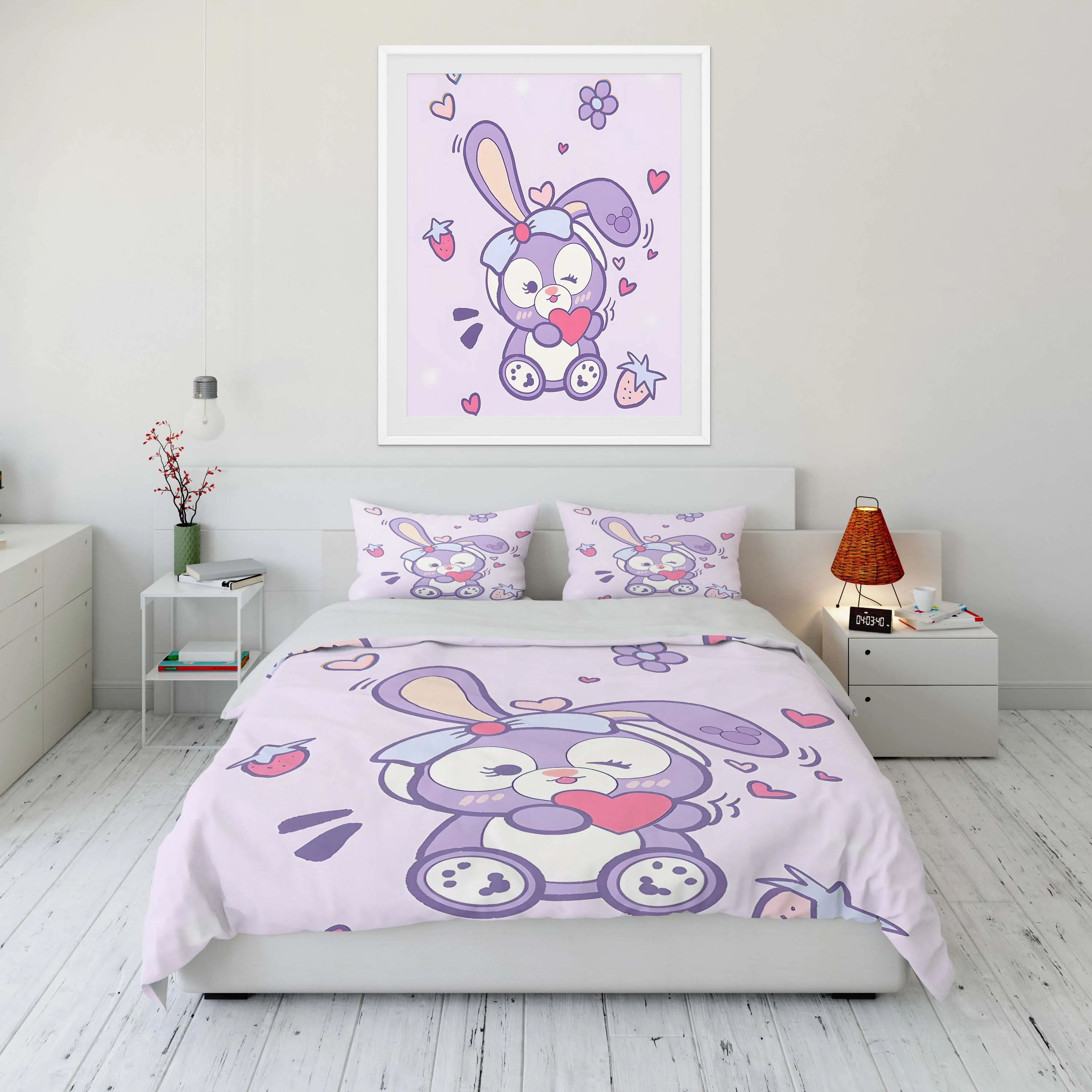 Disney Duffy and Friends Printed Soft Bedding Set Cartoon Anime Duvet Cover Comforter Cover Boys Girls Children Adults Twin King