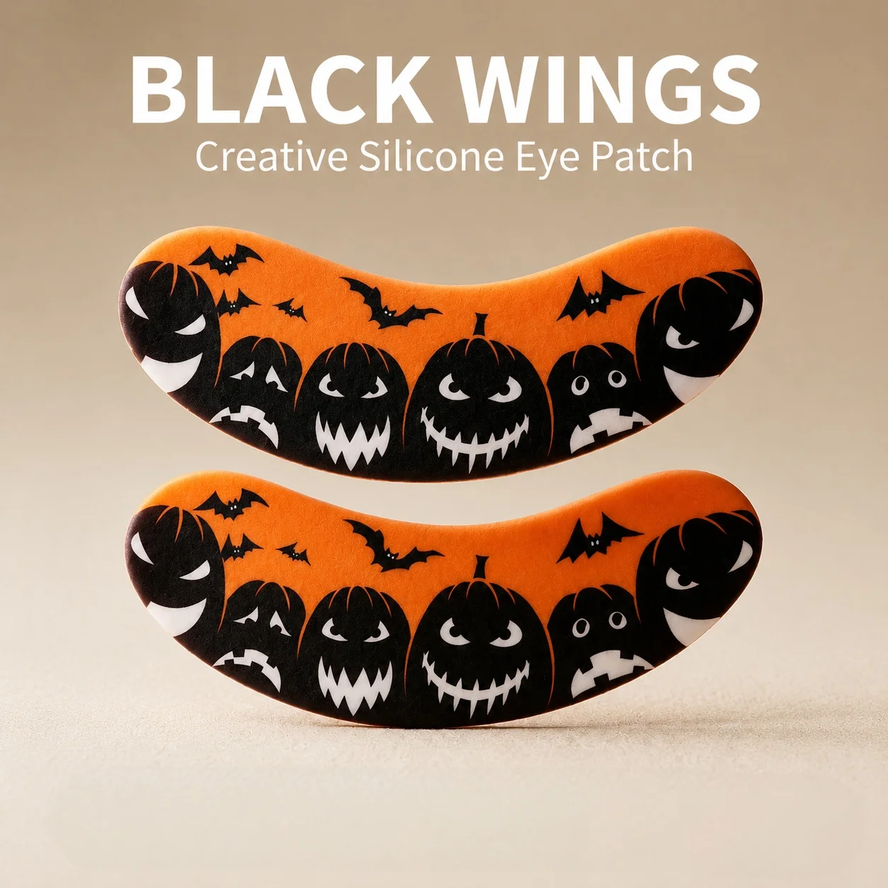 BLACKWINGS Halloween Self Adhesive Silicone Under Eye Pad, Pumpkin Bat Ghost Design, Wearable Reusable Eye Mask, Instant Visual