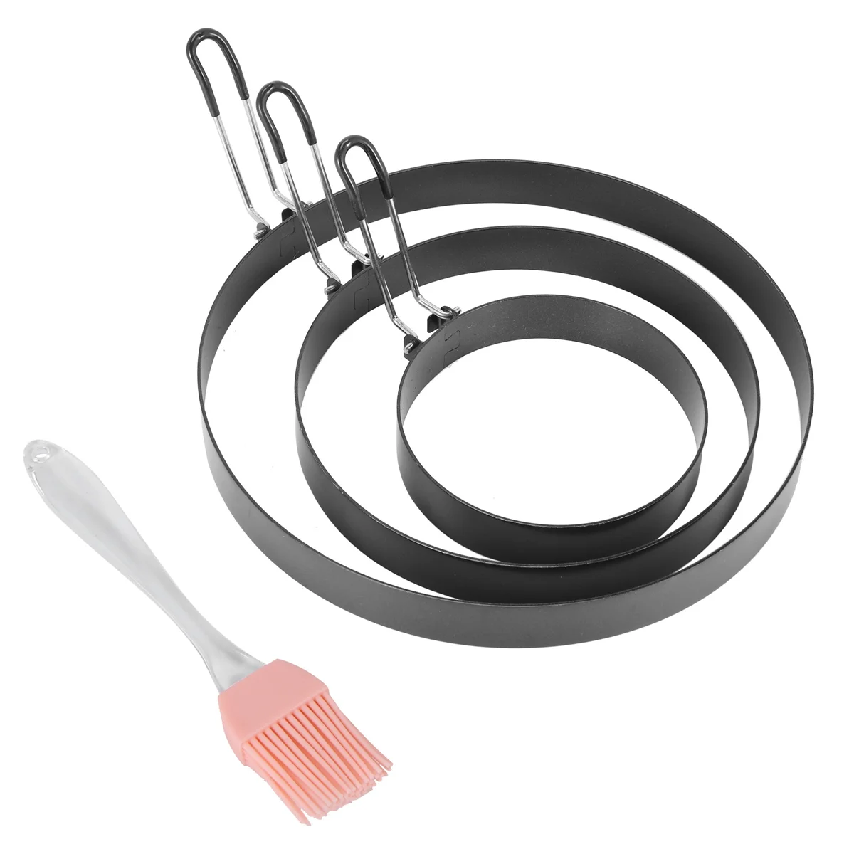 Non Stick Egg Rings,4 In&6 In&8 in Pancake Rings,Fried Egg Poacher Egg Cooking Mold with Oil Brush for Egg Omelet Muffin