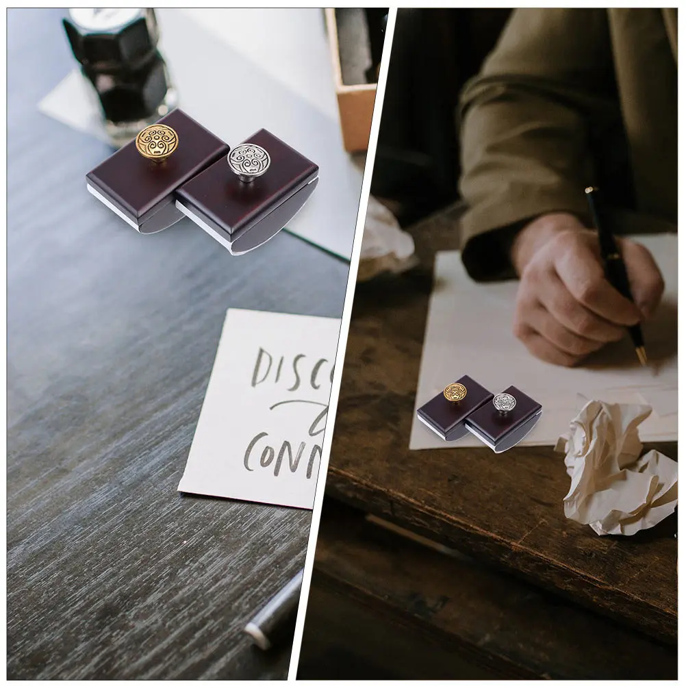 

2Pcs Wood Rocker Blotter Quick-Drying Ink Absorbent Stamp Portable Desktop Office School Writing Accessory Ink Absorption Tool