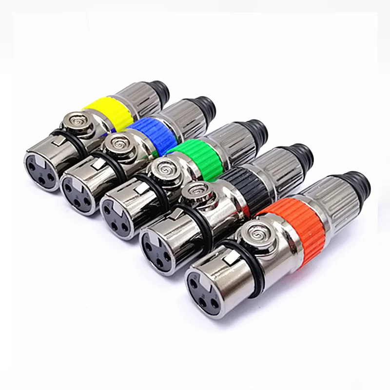 5/20PCS XLR 3 Pin Metal plating black Microphone Audio Cables Plug Connectors Male Female MIC Snake Plug Cable Connectors