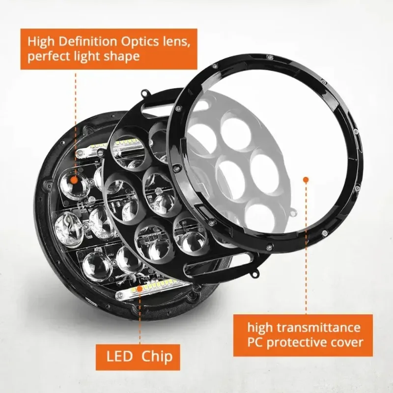 7 Inch H4 Headlamp Hi/Low Turn Signal LED Headlight White DRL LedFor Urban 4X4 Suzuki Samurai Jeep Wrangler Off Road Motorcycle
