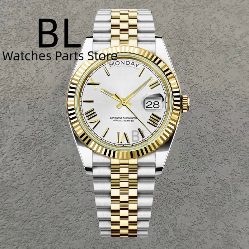 BLIGER Luxe CustomLogo Two Tone Rose Gold DD36DD40 Herenhorloges Miyota8285 Mechanische Horloges Saffierspiegel Waterdicht