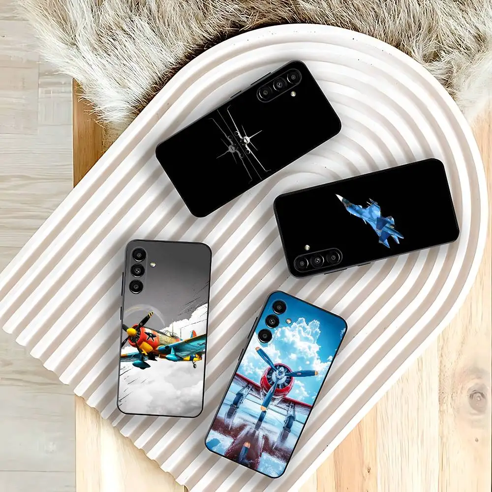 Cool Premium Airplane Pattern For Samsung Galaxy A73,52,32,71,41,53,31,72,22,5G,J7,Note,8,9 Soft Black Dust-proof Cover