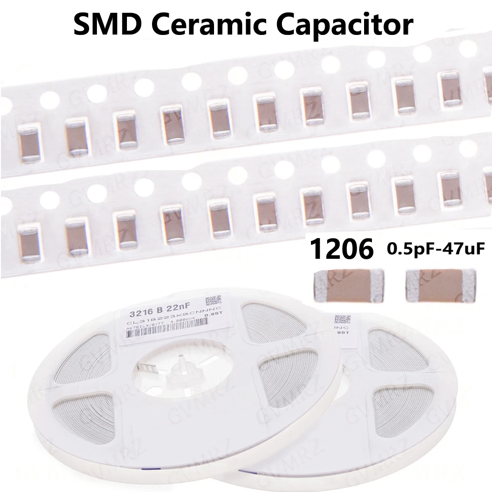 1reel 2000/4000pcs 10NF 100NF 2.2UF  4.7UF 10UF 1PF  0.5pF-47uF 1UF 1206 SMD Thick Film Chip Multilayer Ceramic Capacitor