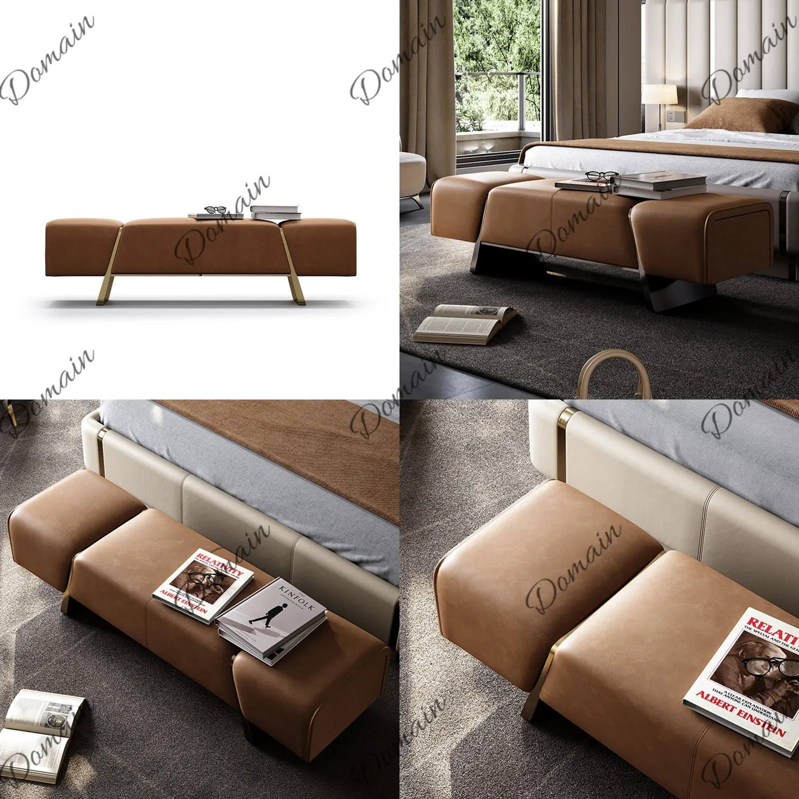 Italian Luxury Bed Bench for Bedroom Storage, Creative Designer Long Sofa Bench with High-End Upholstery