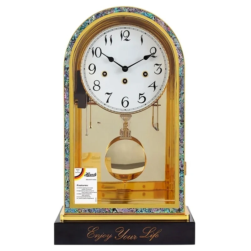 

European light luxury mechanical clock living room high-end German movement table clock ebony