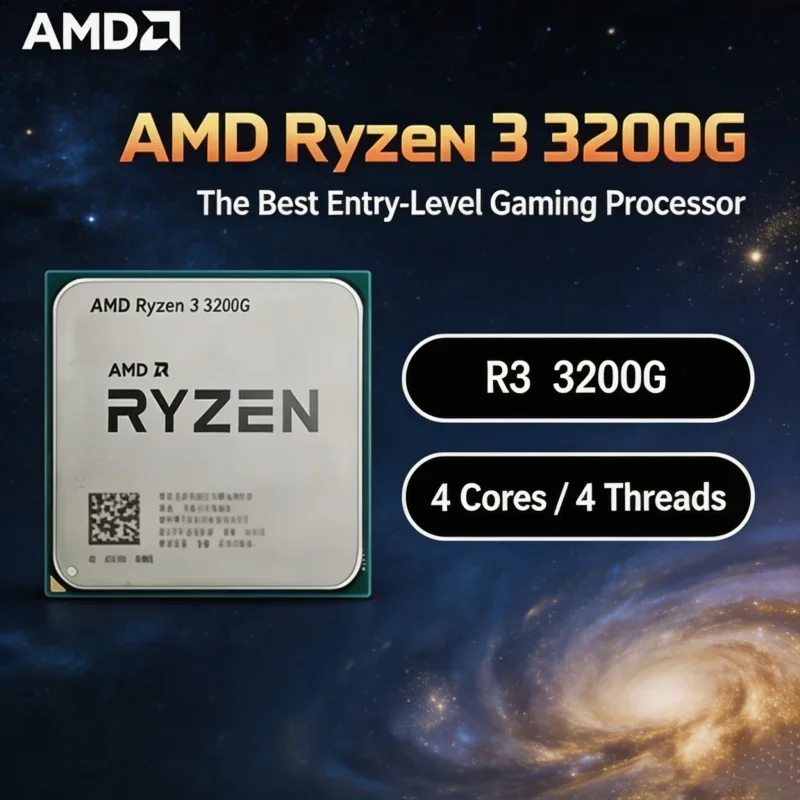 Ryzen 3 3200G 4 Core 4 Thread 36 To 40GHz 4MB Cache 65W AM4 With Graphics Office And Gaming Dual Use No Fan