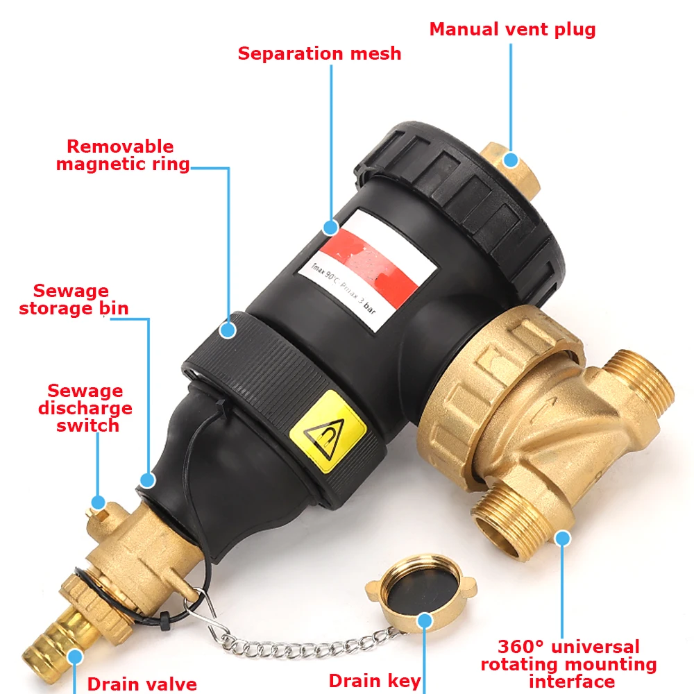 Magnetic Filter for Wall-Mounted Boiler Underfloor Heating System Scale Remover Impurity Trap