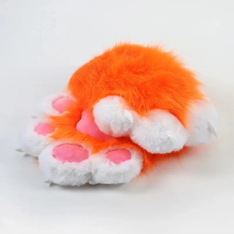 ‌Simulated Cat Paw Gloves Kawaii Furry Squeaky Claws Realistic Plush Props for Cosplay & Fursuit Performance Comic Con Gloves