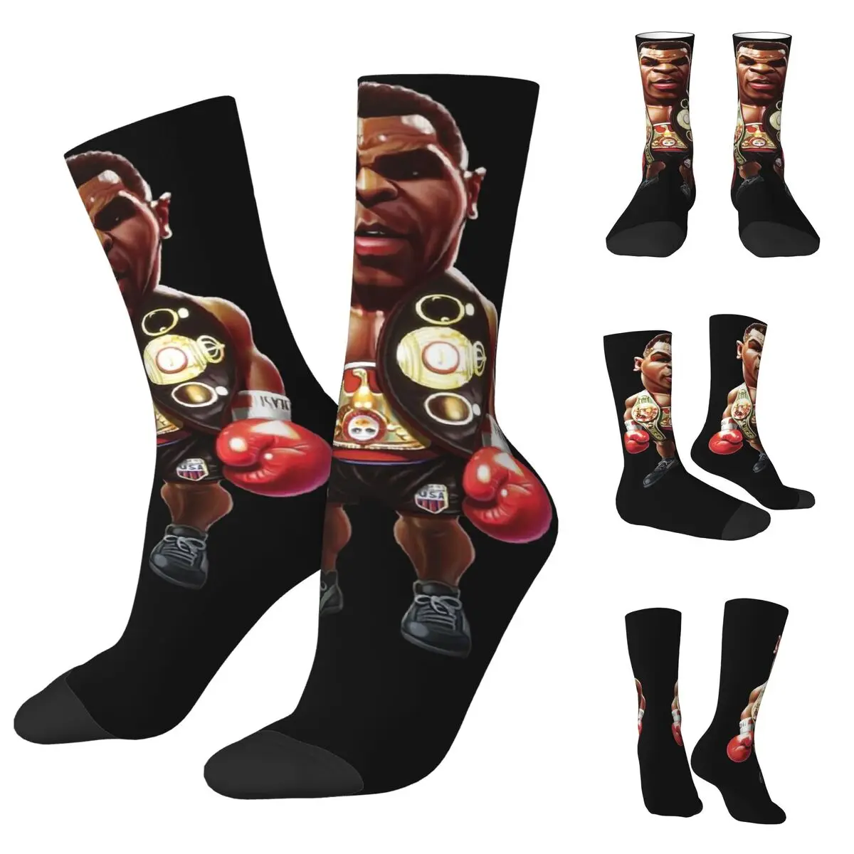 

Уютные носки унисекс с 3D принтом, уличные боксерские носки Майк Тайсон в стиле ретро, интересные всесезонные носки для бокса