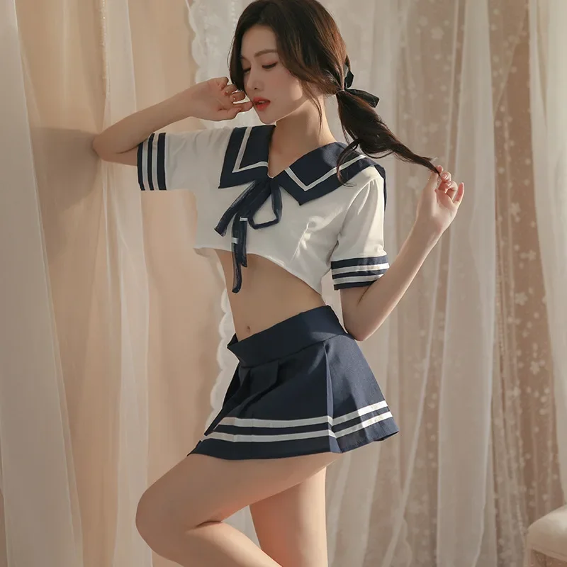 Women Sexy Cosplay Lingerie Student Uniform Anime School Girl Erotic Costume Dress Women Miniskirt Outfit Short Top Sex Clothes