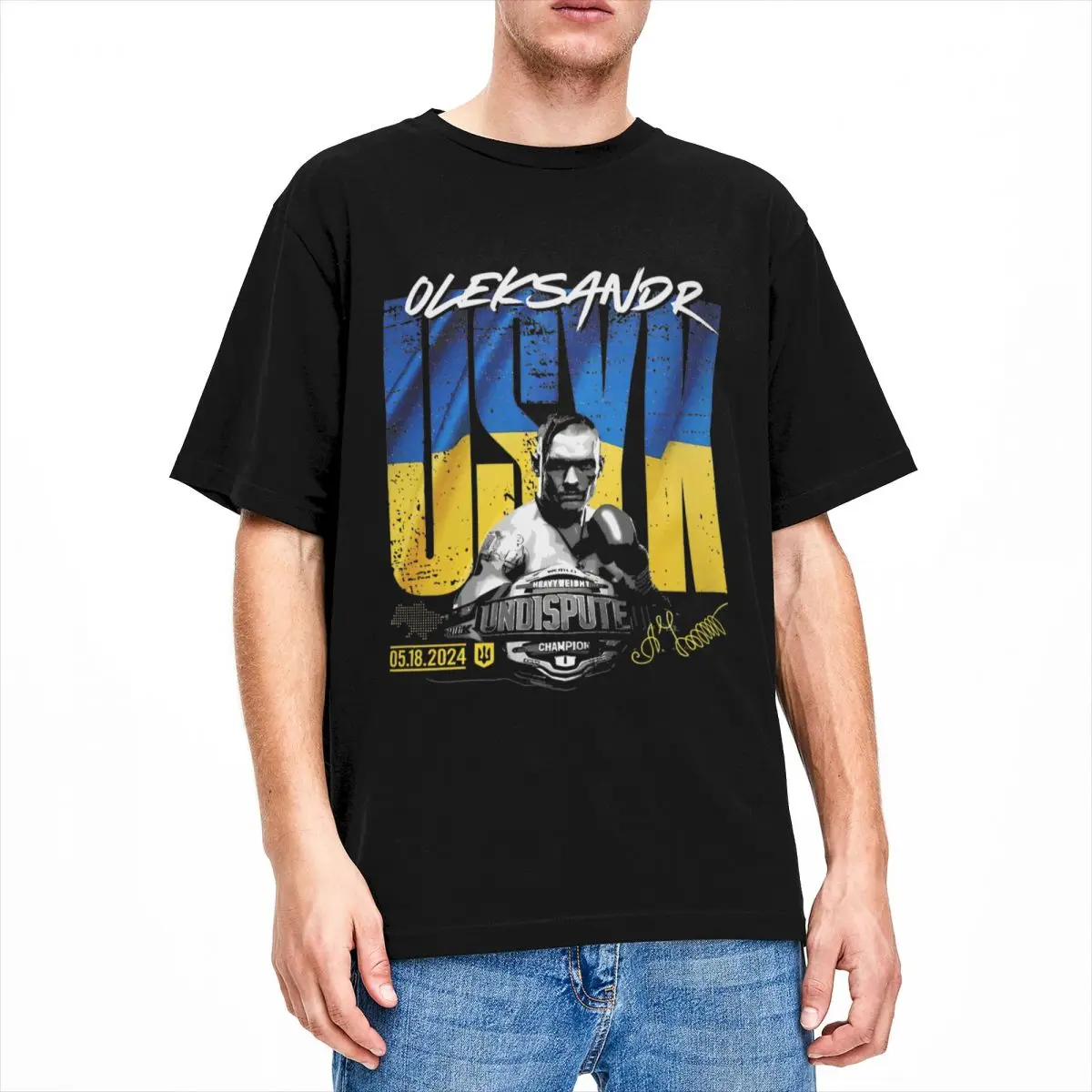 Streetwear T-Shirt Oleksandr Usyk Pure Cotton T Shirts Boxing Ukraine Y2K Novelty Tee Shirt for Male Summer Y2K Casual Top Tees