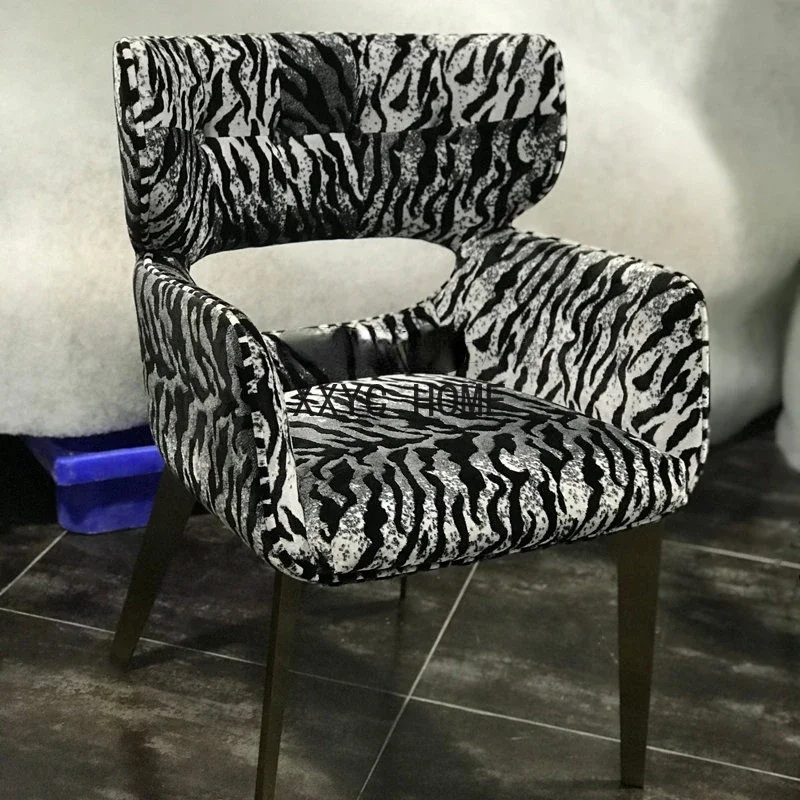 Leather Dining Chair Modern Simple Home Dining Table and Chair with Armrest