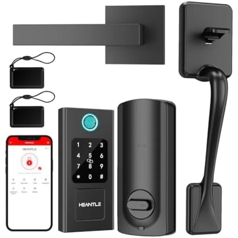 

Entry Door Lock Deadbolt with Handle Set, Fingerprint Smart Deadbolt Bluetooth Electr