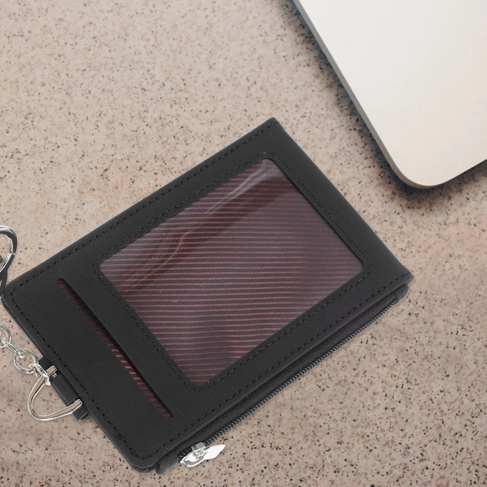 Card Holder with Key Ring PU Material Waterproof Keychain Wallet for Business Daily Commute Office Travel Card view 4