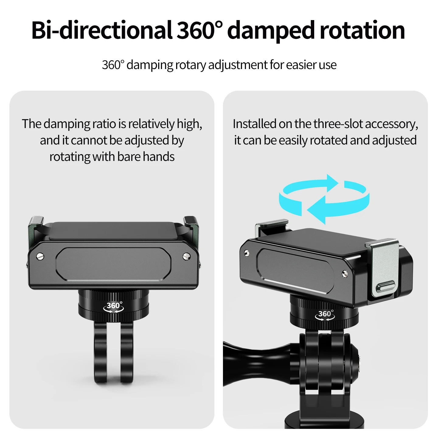 360° dämpfende Rotations-Magnetbasis für DJI Action 6 Osmo Nano, Aluminium-Doppelklemmadapter für Motorradhelm-Vlog-Halterung – Detail 5