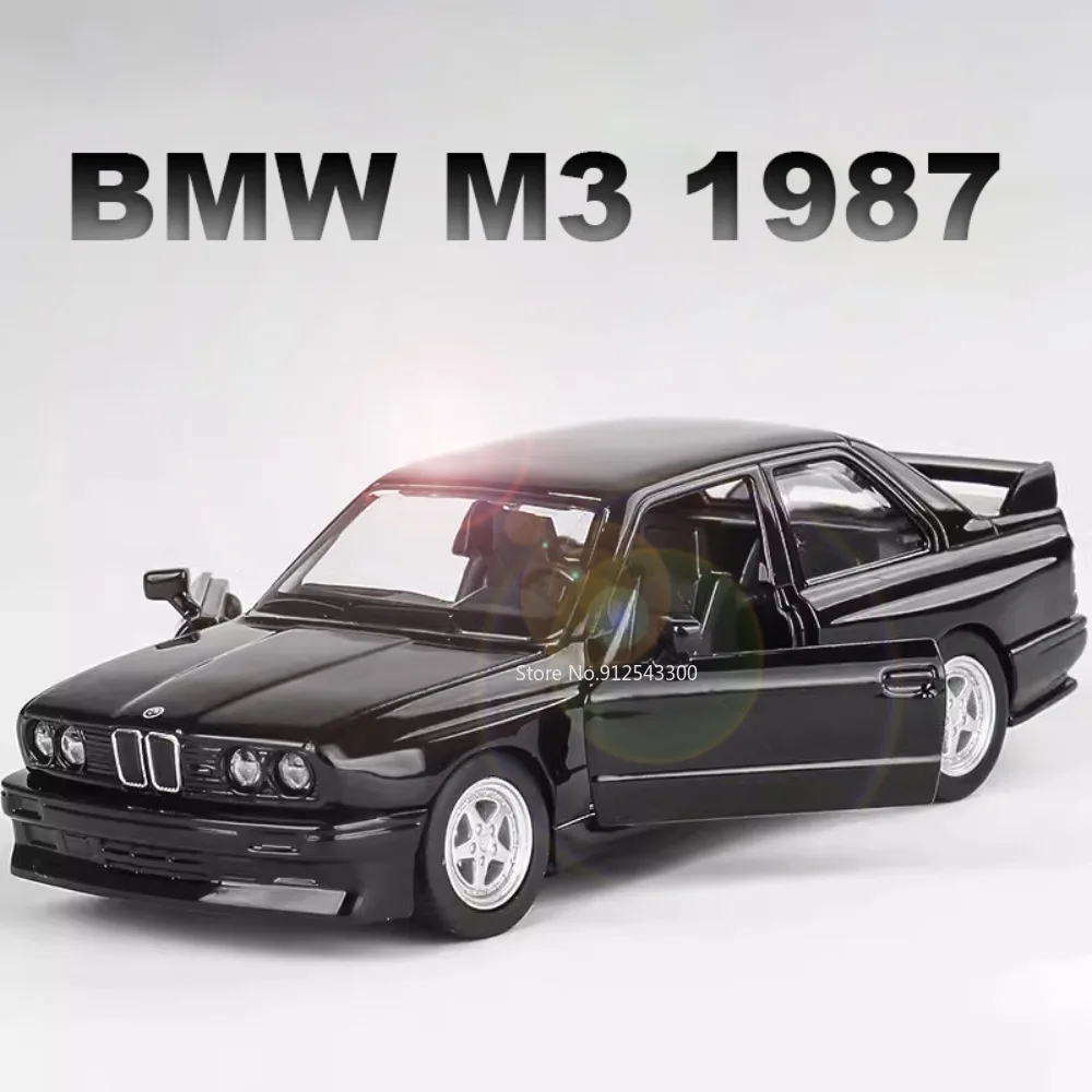 1/36 Scale BMW M3 1987 Toy Car Models Alloy Diecast Doors Opened Pull Back Retro Vehicle Models for Kids Boys Gifts Collection