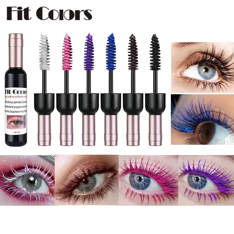 Heallor-Rímel De Garrafa De Vinho Criativo, Maquiagem De Olhos De Férias, Curling Grosso À Prova D' Água, Longa Duração, Mascara Colorido Azul, 6 Cores