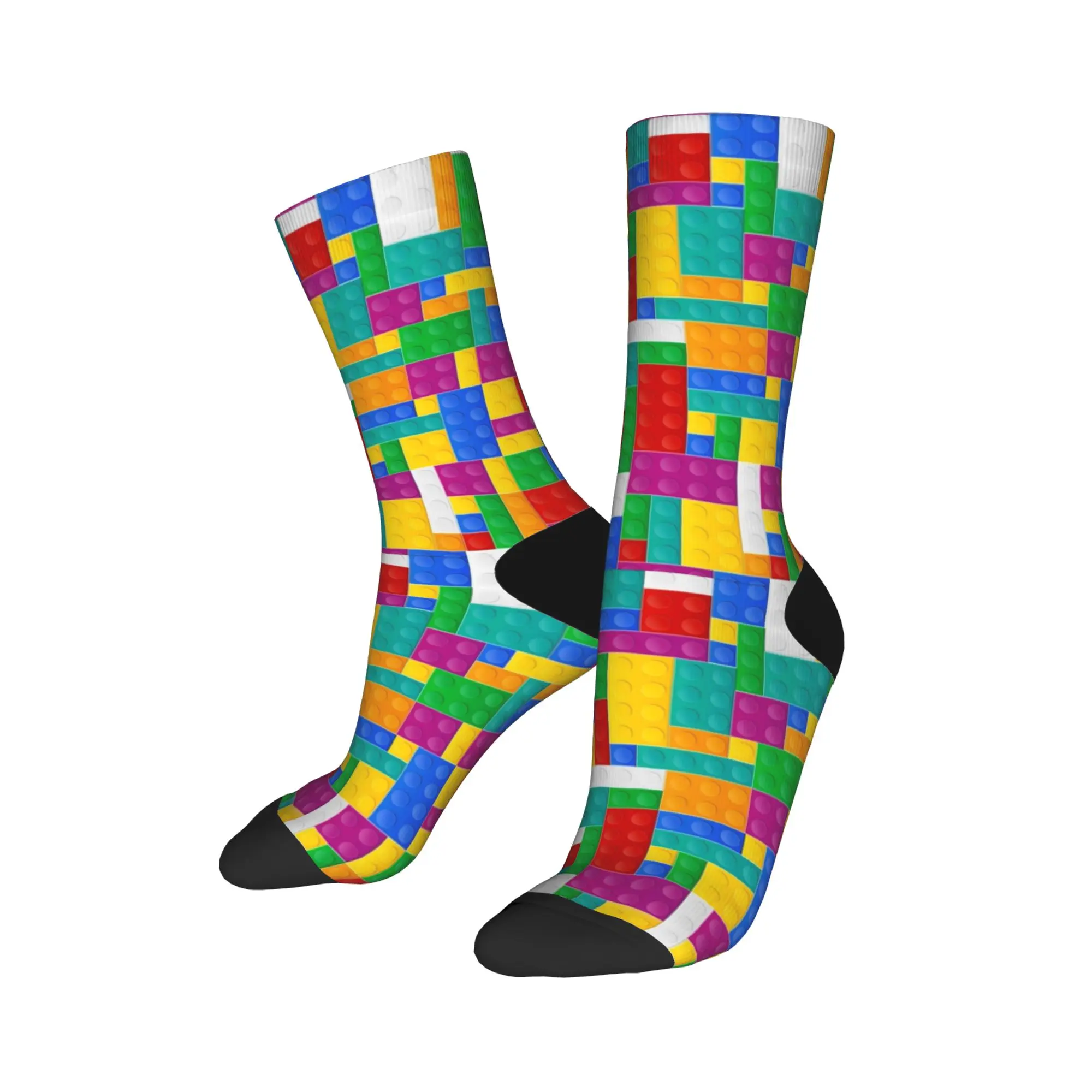 Colorful Building Blocks Print Stockings Elegant Socks Couple Soft Socks Spring Climbing Graphic Anti Bacterial Socks Present