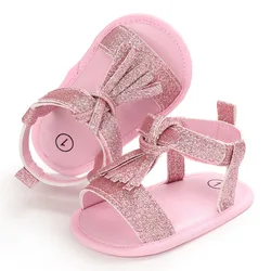 Oohmy Baby Girl Sandals Newborn Summer Bebek Sandalet Leather Tassel With Bow Infant Toddler Sandals Rubber Soles Kids Shoes