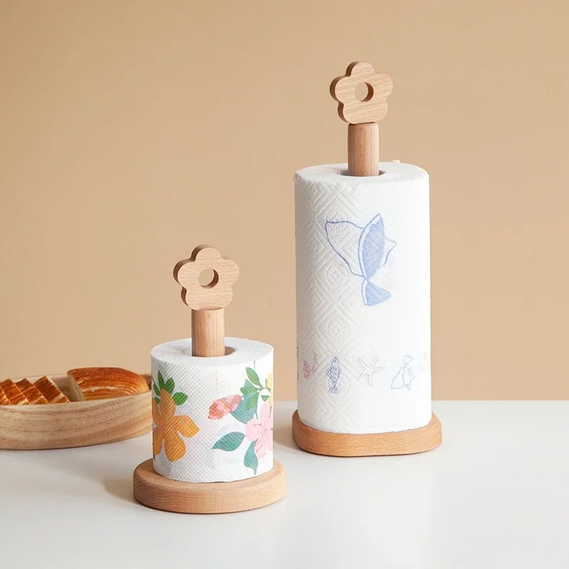 

Creative Lovely Floret Vertical Solid Wood Paper Towel Box Home Kitchen Roll Paper Container Decorative Tissue Boxes