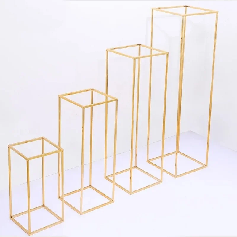 Gold Wedding Decoration 4pcs/set Iron Geometric Placed Props Road Lead T Station Supplies Rectangle Wedding Plinth