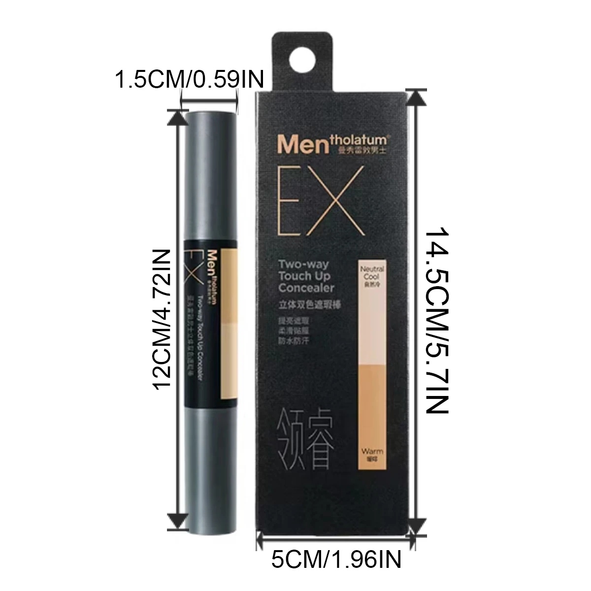 Mentholatum – bâton correcteur bicolore pour hommes, couverture éclaircissante, adhérence lisse, imperméable, résistant à la sueur