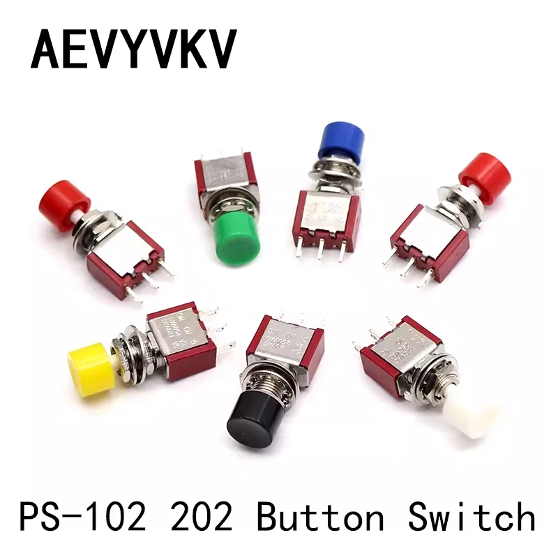 PS-102 3Pin C-NO-NC 6mm Mini Momentary Automatic Return Push Button Switch 2A250VAC/5A 120VAC Toggle Switches PS-102 MTS-102