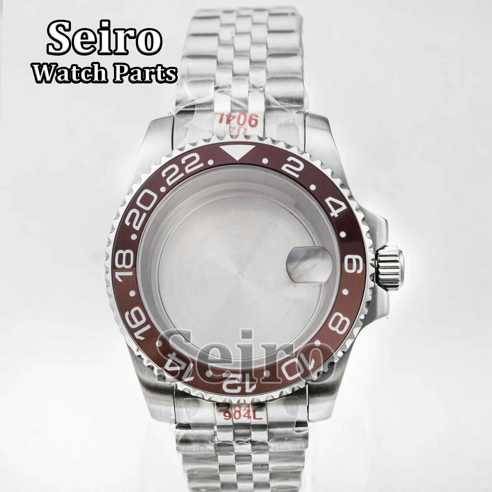 Stainless Steel 40MM Watch Case Jubilee Strap Sapphire Glass 10ATM Waterproof Silver Watchcase for GMT NH35 NH34 NH36 Movement