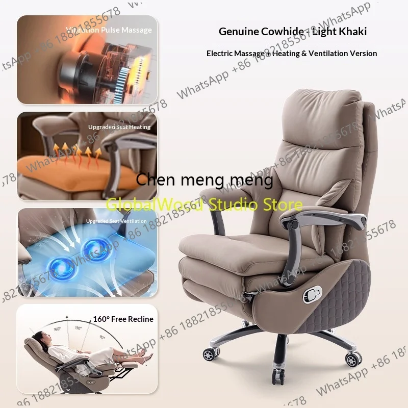 Genuine Leather Chair Boss Electric New Motor Massage Executive Cover Electric Recliner Office Chair Sillas Mecedoras Adultos