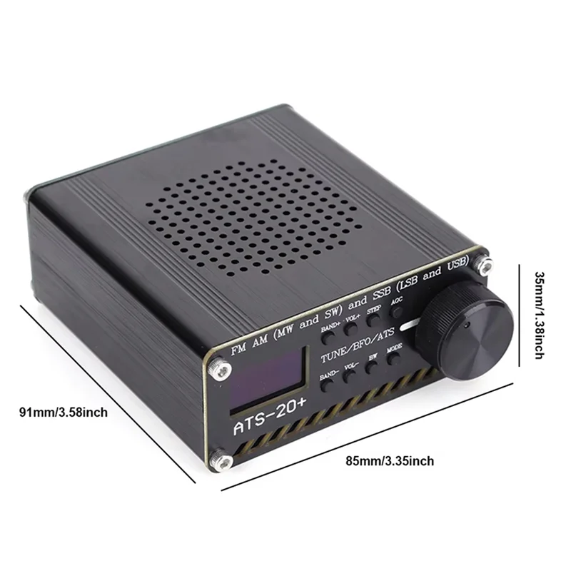 ATS-20+ Si4732 جهاز استقبال كامل النطاق مع هوائي 0.96 بوصة شاشة OLED FM AM MW SW SSB الماسح الضوئي LSB USB
