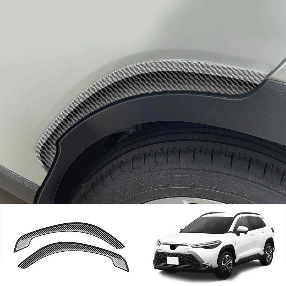 Carbon Fiber Rear Wheel Eyebrow Trim Side Body Fender Garnish Sticker Accessories for Toyota Corolla Cross 2021