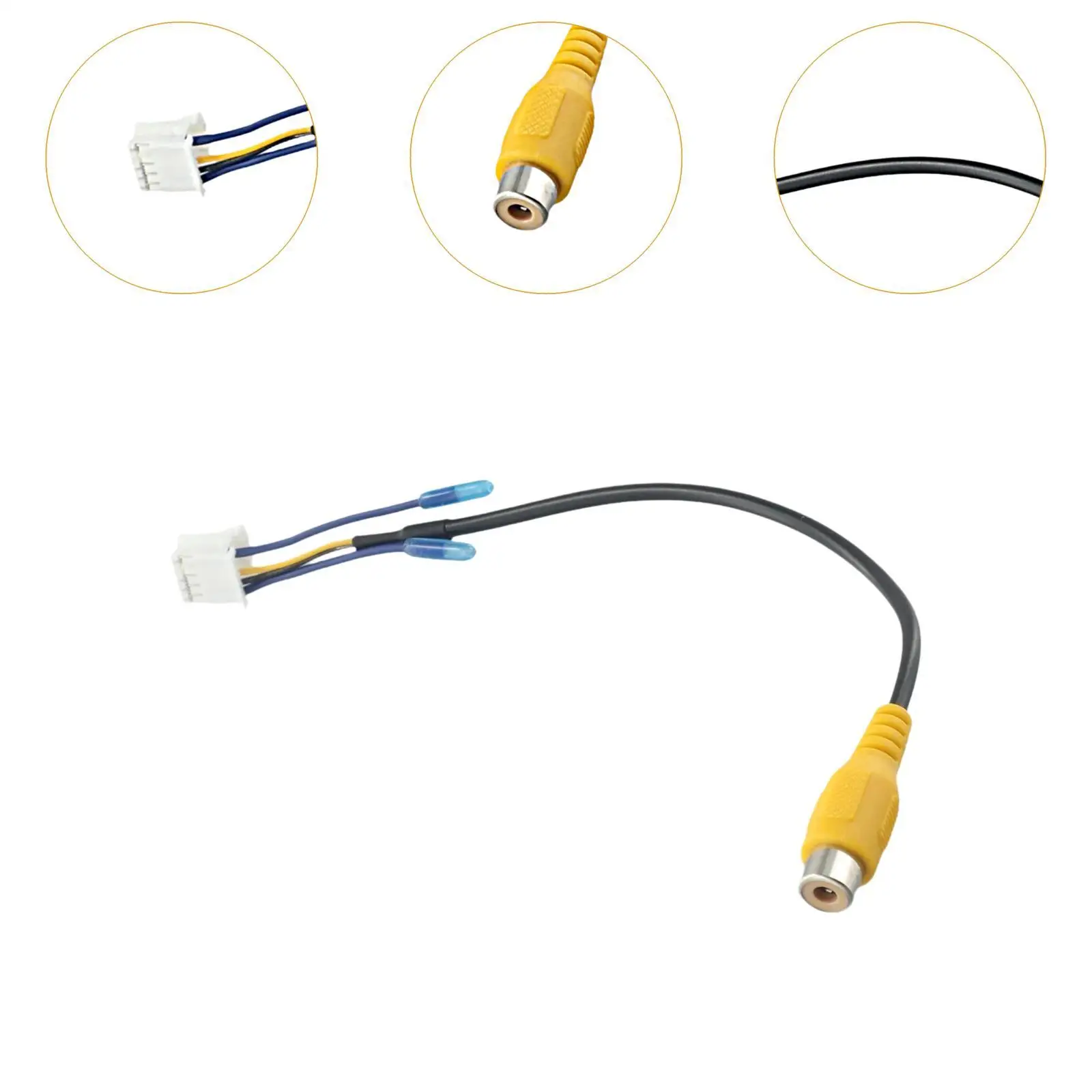 Practical 8 Inch RCA Cable Black Rear View Backup Camera Plug Harness Accessory for Car Stereo Android Audio