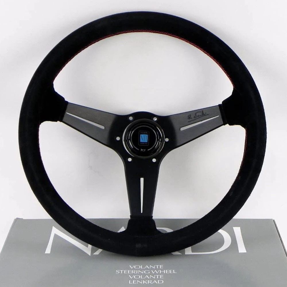 JDM 350MM Racing NARDI Steering Wheel Universal Car Drift Suede Leather Steering Wheel Volantes For VW HONDA TOYOTA BMW Nissan