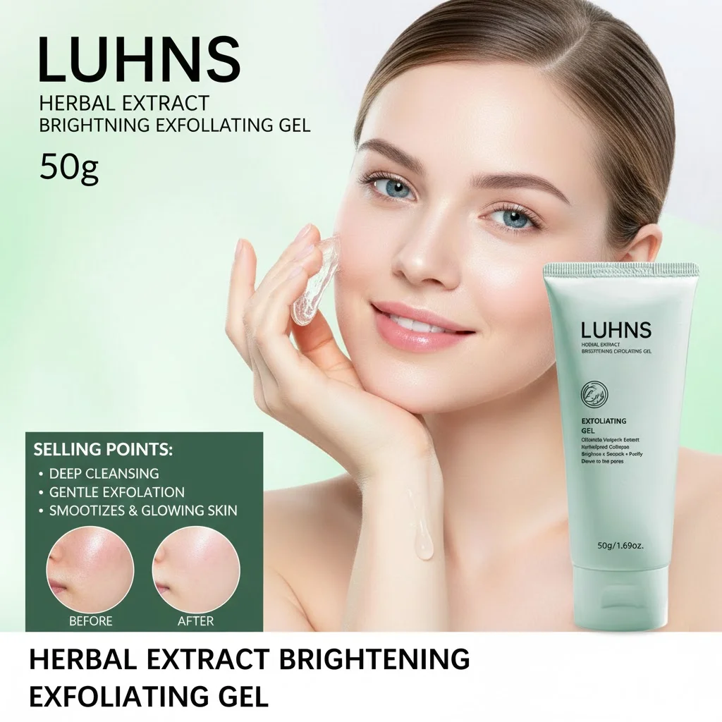 جل مقشر عشبي 50 جرام - تنظيف عميق لطيف، ترطيب وتفتيح البشرة، تركيبة خفيفة للبشرة المشعة الناعمة