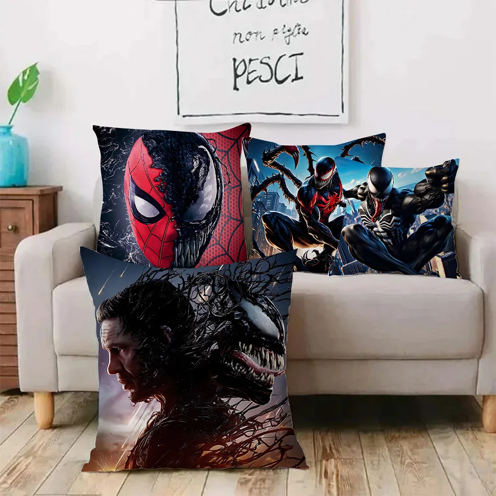 Hot Movies Marvels Venoms Pillow Covers Cartoon Sofa Decorative Home Double-sided Printing Short Plush Cute Cushion Cover