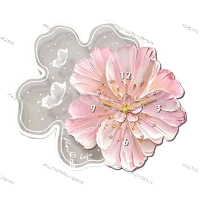 

Modern Flower Wall Clock Silent Large Living Room Clock Creative Luxury Wall Adhesive Clocks with Light Interior Decoration