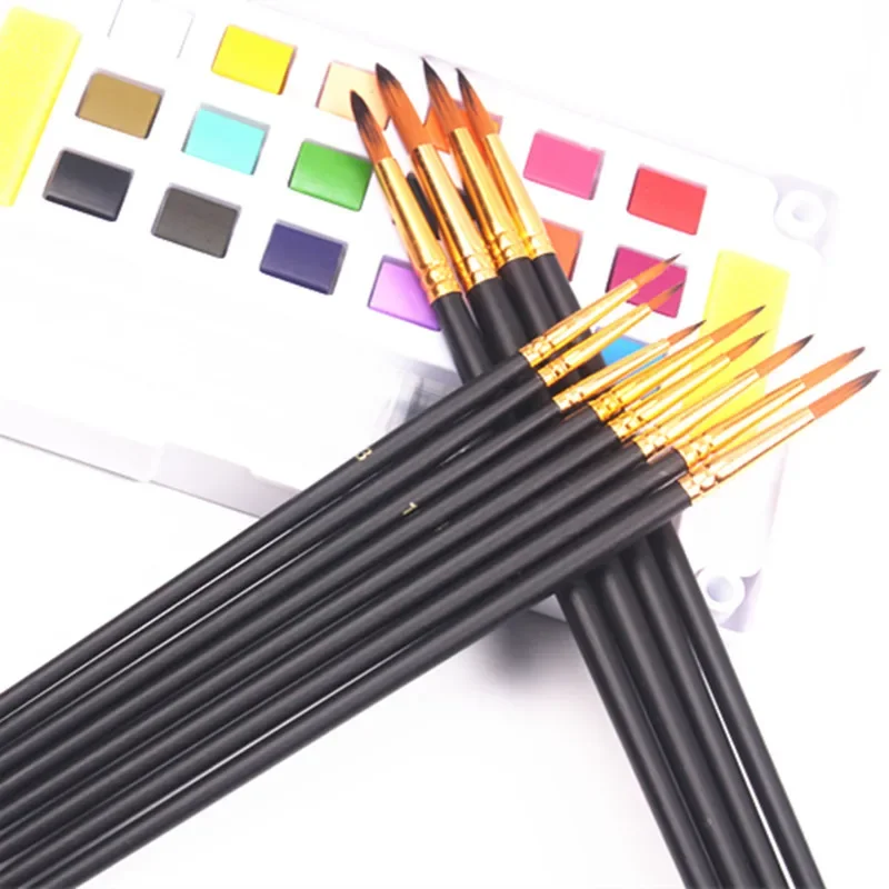 12PCS Nylon Pinsel Runde Spitze Aquarell Acryl Pinsel Zwei-farbe Nylon Pinsel Kunst Liefert