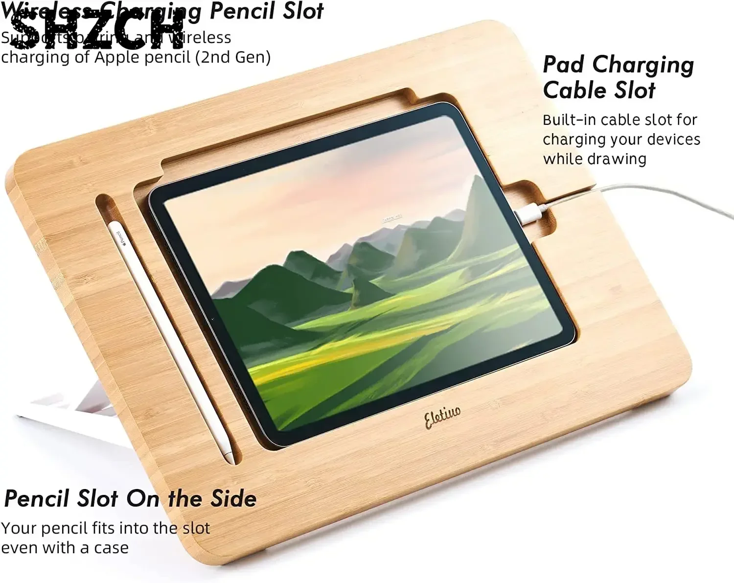 Multi-Angle Foldable Adjustable Bamboo Drawing iPad Holder Stand  iPad 11inch 12.9inch