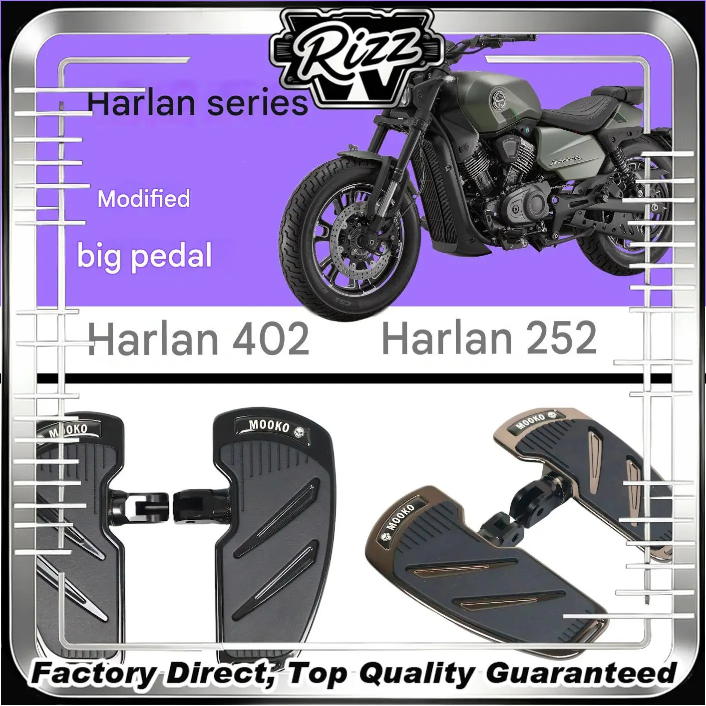 For Benelli Harlen 252/402, replace the accessories with a larger footrest and front and rear shift lever for the pedal.