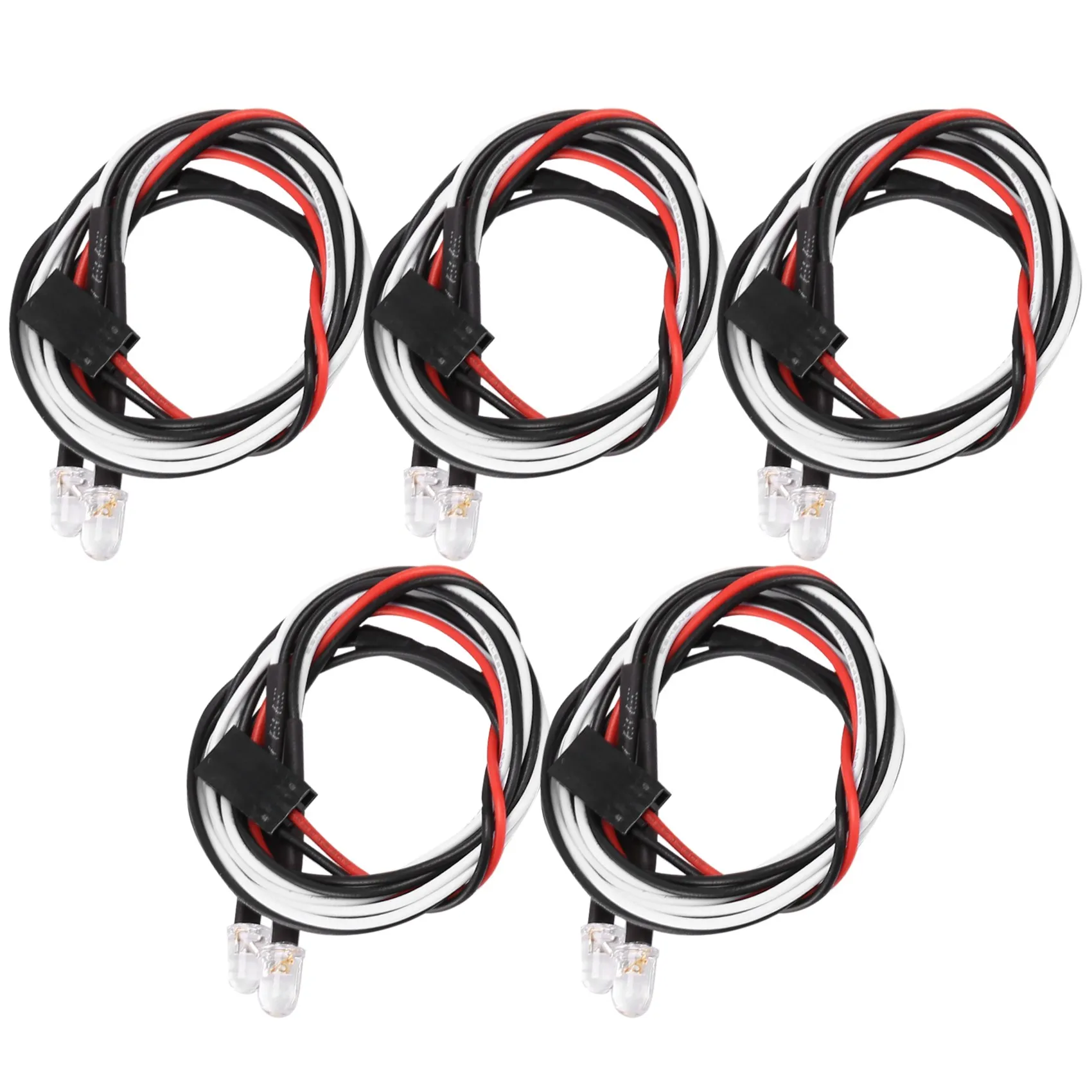 5Pcs 2 LED Light 5Mm 2 White Light for 1/8 1/10 Axial SCX10 TRX4 D90 Redcat RC Car