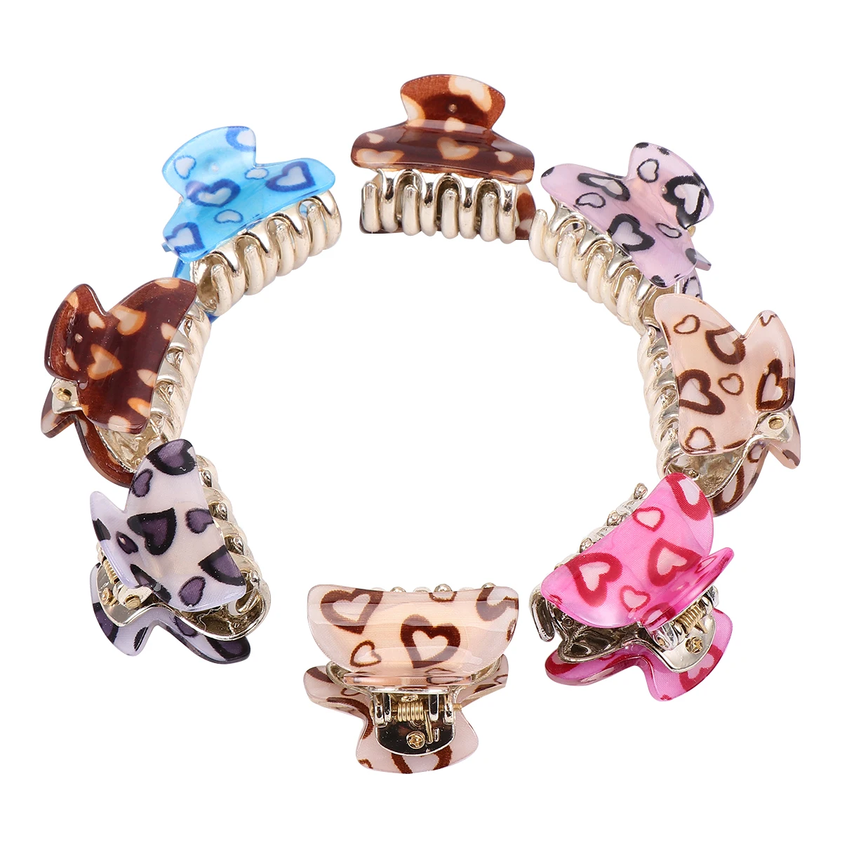 

8 Pcs Heart Shaped Hair Clips Claw Clamps Women Bangs Pins Durable Fashion Small Size Wide Use Beautiful Gift Hair