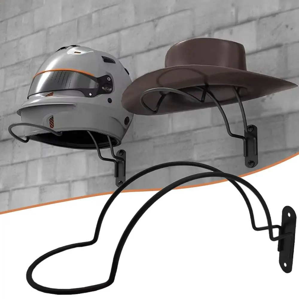 Metal Hanger Wall Helmet Storage Rack Durable Space Saving Wall-Mounted Helmet Hanger Strong Load-bearing Multi-functional