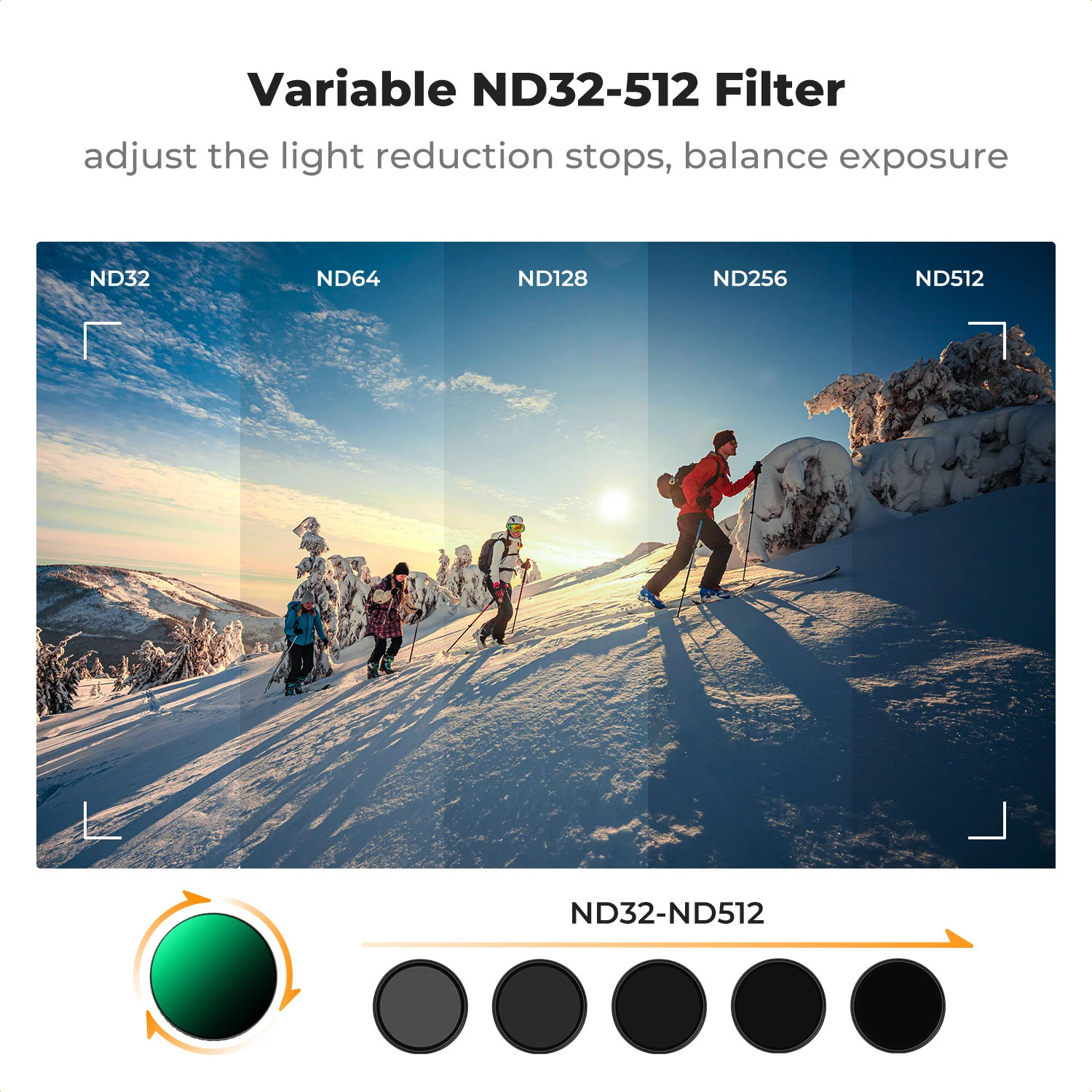 فلتر K&F CONCEPT متغير ND32-512 لـ DJI Osmo Action 5 Pro/4/3 سهل التركيب المفاجئ لا حاجة لإزالة الفلتر الأصلي #1